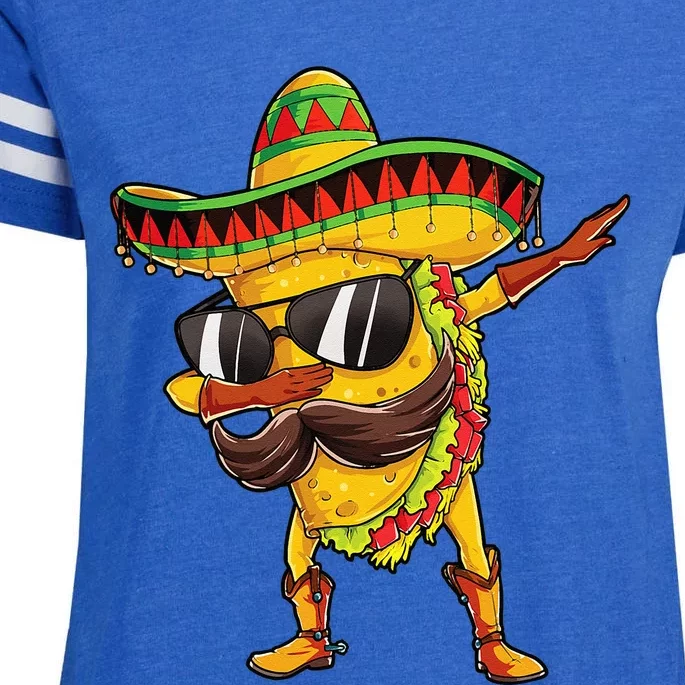 Dabbing Taco Cinco De Mayo Men Mexican Food Sombrero Enza Ladies Jersey Football T-Shirt