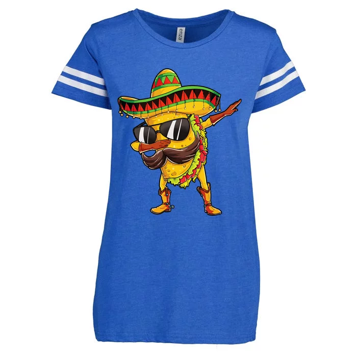 Dabbing Taco Cinco De Mayo Men Mexican Food Sombrero Enza Ladies Jersey Football T-Shirt