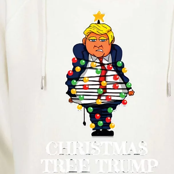 Donald Trump Christmas Tree Womens Funnel Neck Pullover Hood