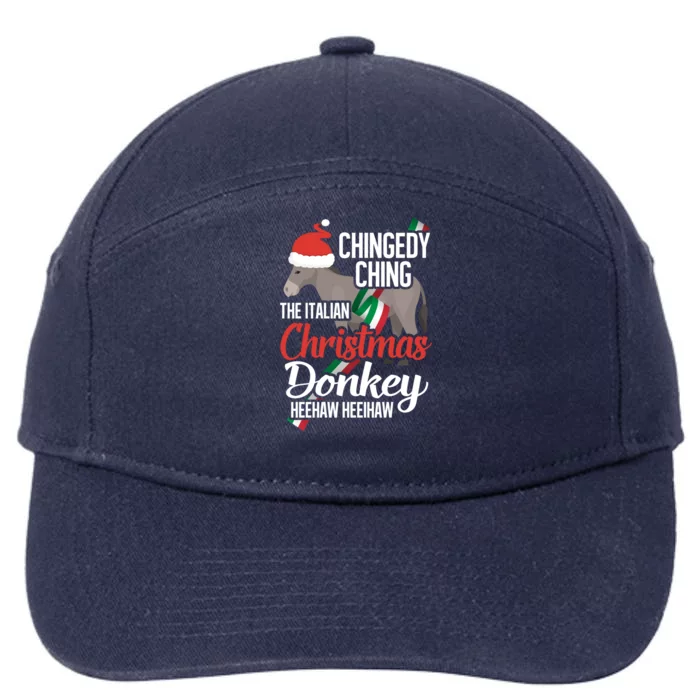 Dominick The Christmas Donkey Italian Christmas Donkey Cool Gift 7-Panel Snapback Hat