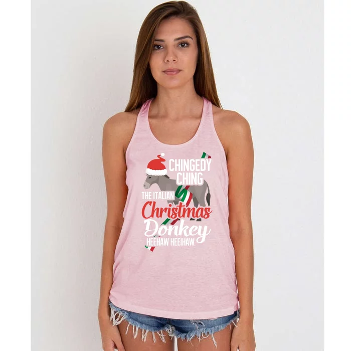 Dominick The Christmas Donkey Italian Christmas Donkey Cool Gift Women's Knotted Racerback Tank