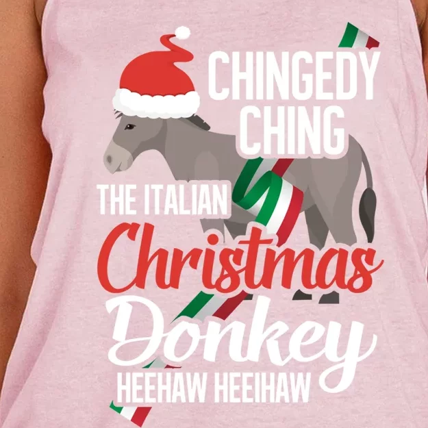 Dominick The Christmas Donkey Italian Christmas Donkey Cool Gift Women's Knotted Racerback Tank