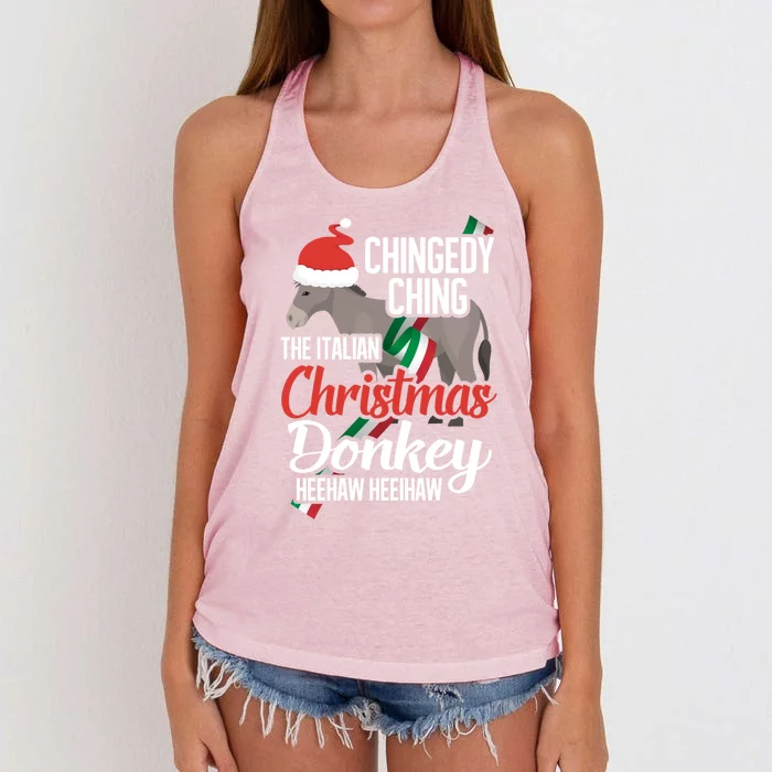 Dominick The Christmas Donkey Italian Christmas Donkey Cool Gift Women's Knotted Racerback Tank