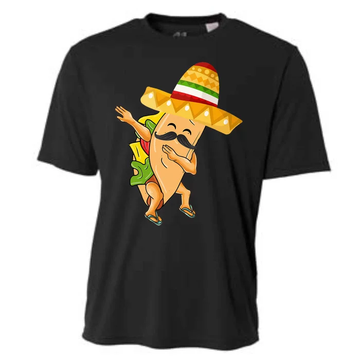 Dabbing Taco Cinco de Mayo Funny Mexican Dab Cooling Performance Crew T-Shirt