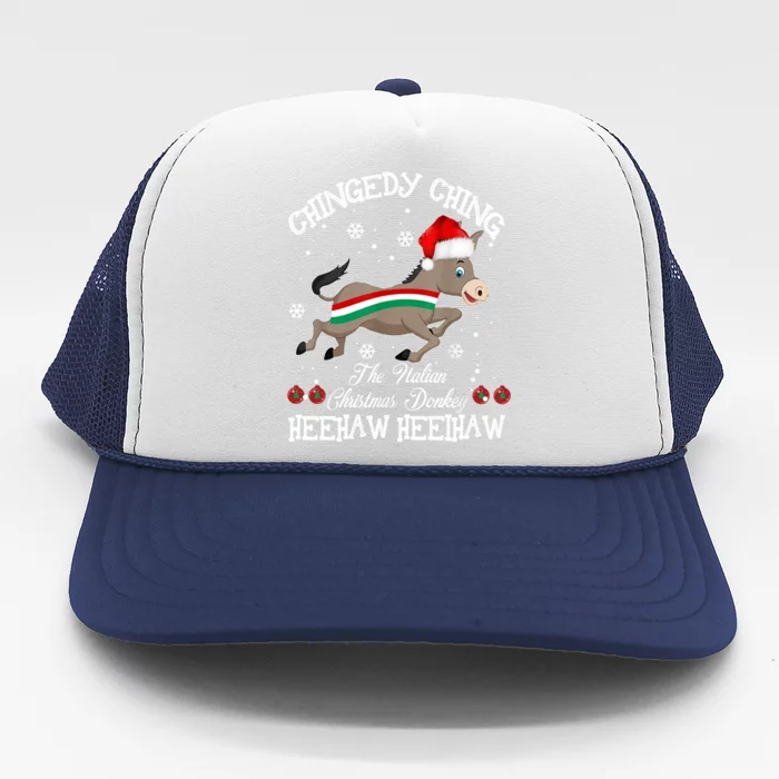 Dominick The Christmas Donkey Italian Donkey Christmas Gift Trucker Hat