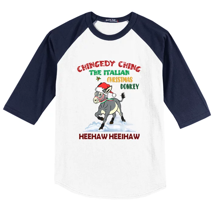 Dominick The Christmas Donkey Italian Donkey Christmas Cool Gift Baseball Sleeve Shirt