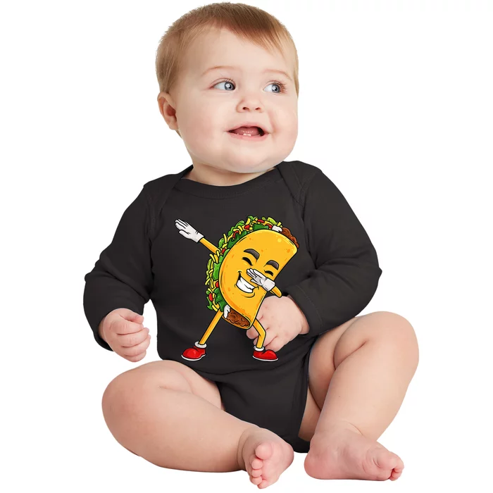 Dabbing Taco Cinco De Mayo Funny Boy Mexican Food Dab Baby Long Sleeve Bodysuit