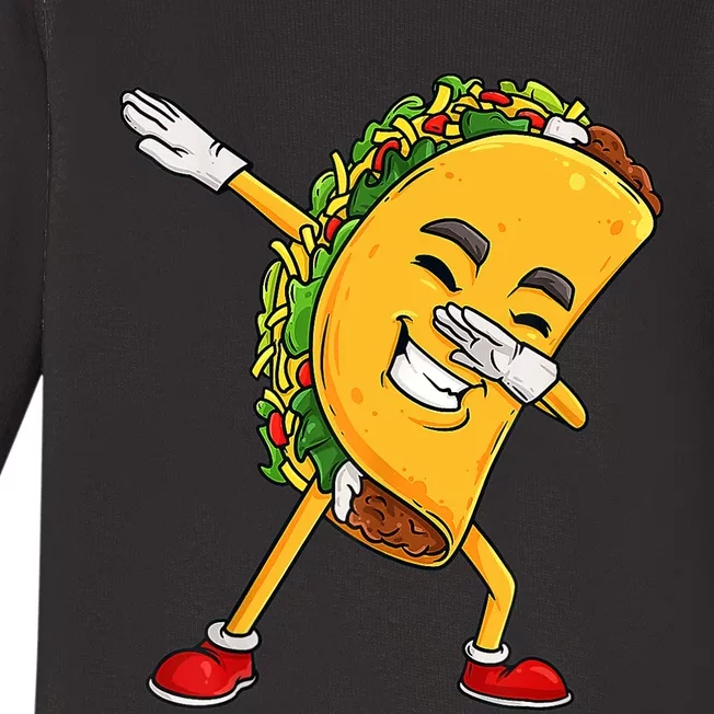 Dabbing Taco Cinco De Mayo Funny Boy Mexican Food Dab Baby Long Sleeve Bodysuit