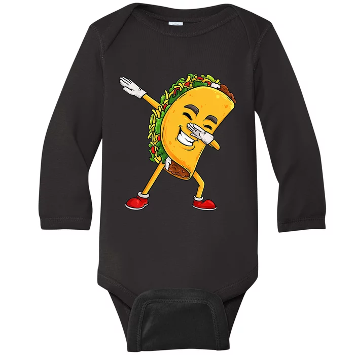 Dabbing Taco Cinco De Mayo Funny Boy Mexican Food Dab Baby Long Sleeve Bodysuit