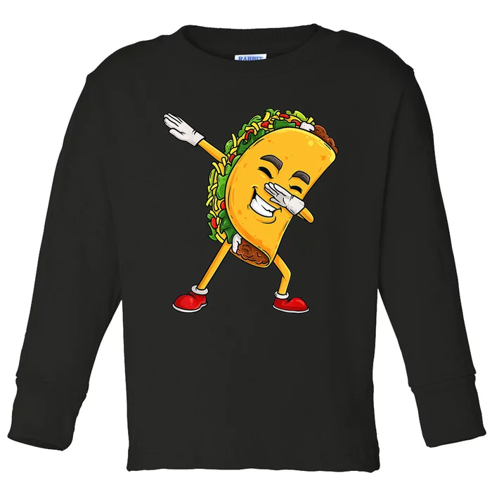 Dabbing Taco Cinco De Mayo Funny Boy Mexican Food Dab Toddler Long Sleeve Shirt