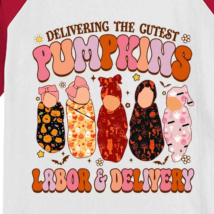 Delivering The Cutest Pumpkins Labor & Delivery Nurse Fall Kids Colorblock Raglan Jersey