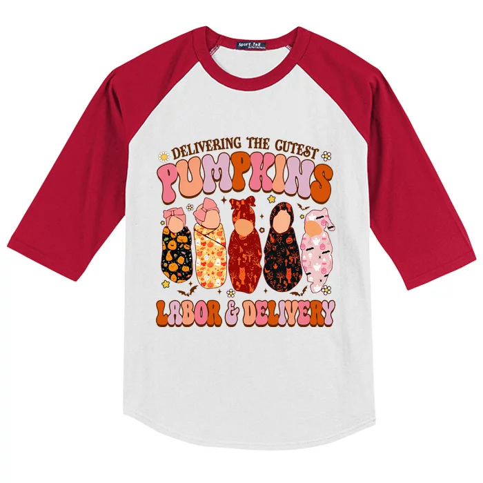 Delivering The Cutest Pumpkins Labor & Delivery Nurse Fall Kids Colorblock Raglan Jersey