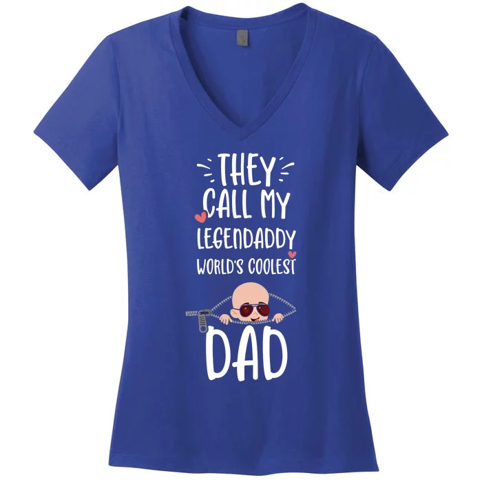 Dad: They Call My Legendaddy Worlds Coolest Da Pregnancy Funny Gift Women's V-Neck T-Shirt