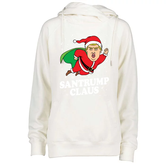 Donald Trump Christmas Gift Funny Santa Hat Gift Funny Gift Womens Funnel Neck Pullover Hood