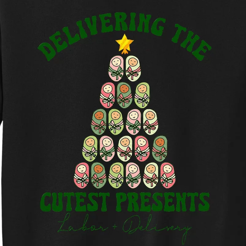 Delivering The Cutest Presents L D Nurse Christmas Tree Tall Sweatshirt