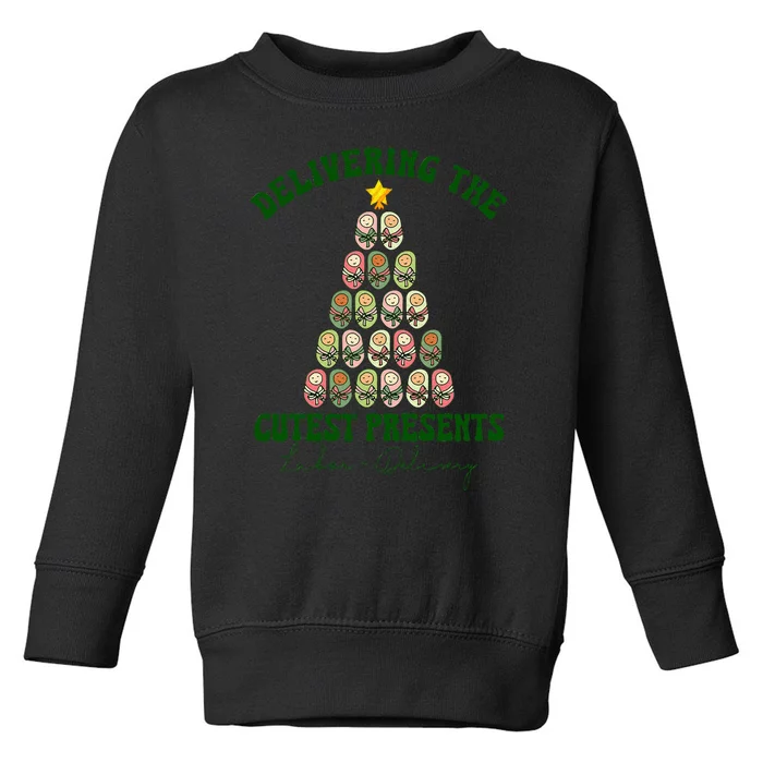 Delivering The Cutest Presents L D Nurse Christmas Tree Toddler Sweatshirt