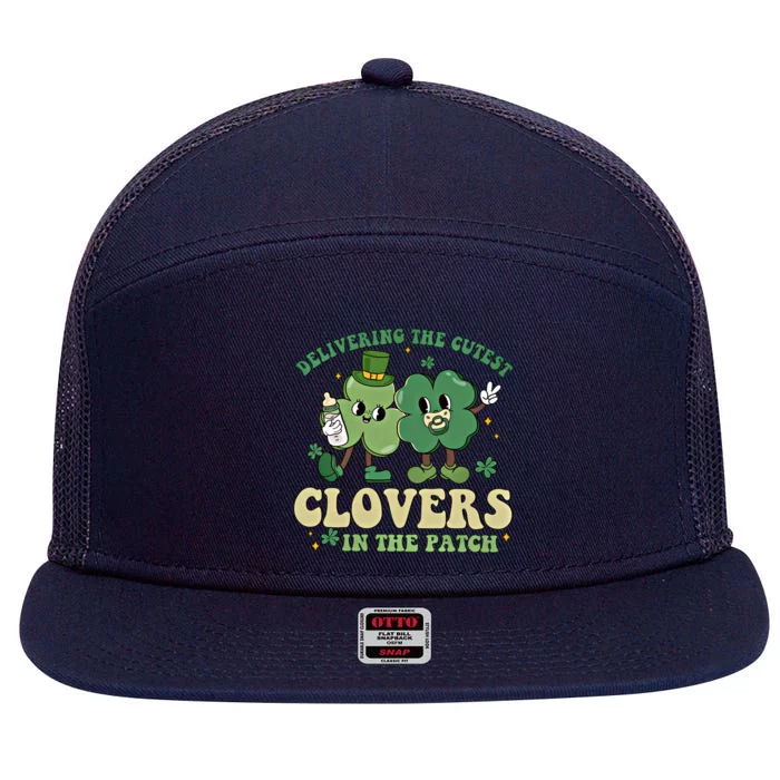 Delivering The Cutest Clovers In The Patch Labor Delivery Gift 7 Panel Mesh Trucker Snapback Hat