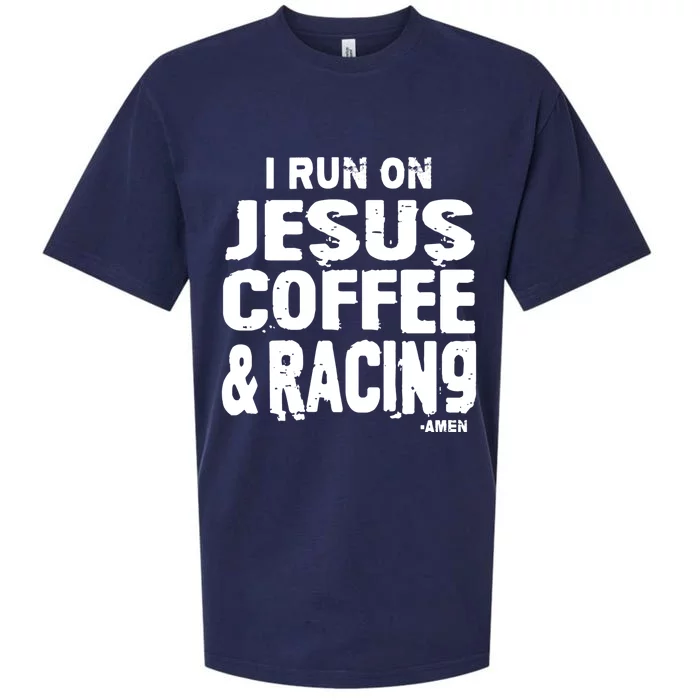 Dirt Track Car Racing Quote Jesus Coffee And Racing Gift Sueded Cloud Jersey T-Shirt