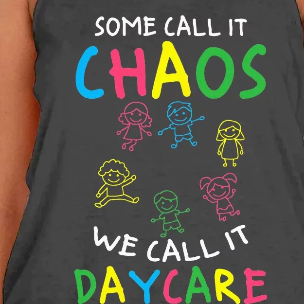 Daycare Teacher Crew Some Call It Chaos We Call It Daycare Women's Knotted Racerback Tank