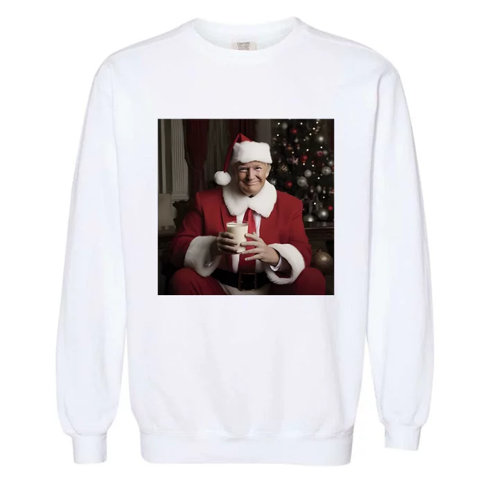 Donald Trump Clause Christmas Drinkin’ Milk Garment-Dyed Sweatshirt