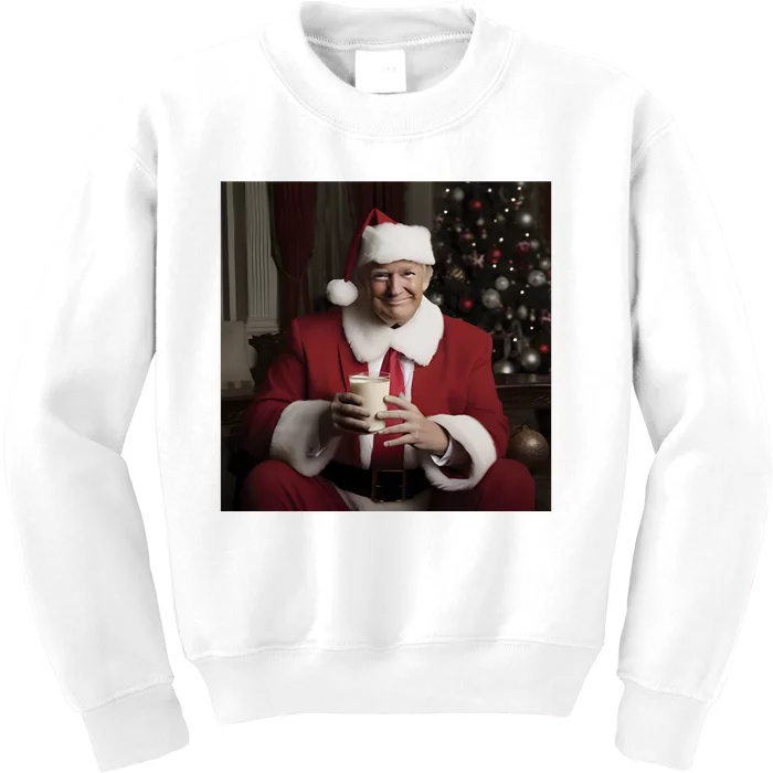 Donald Trump Clause Christmas Drinkin’ Milk Kids Sweatshirt