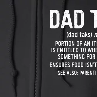 Dad Tax Definition Father's Day Full Zip Hoodie