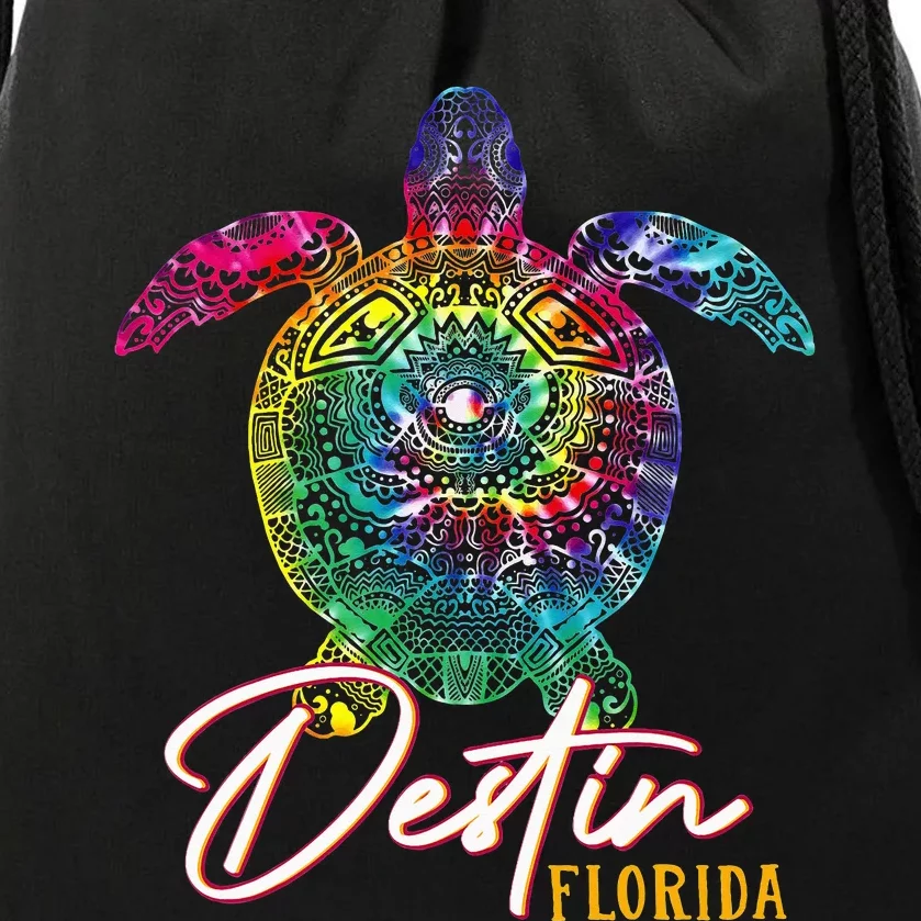 Destin Tie Dye Sea Turtle Florida Matching Family Vacation Drawstring Bag