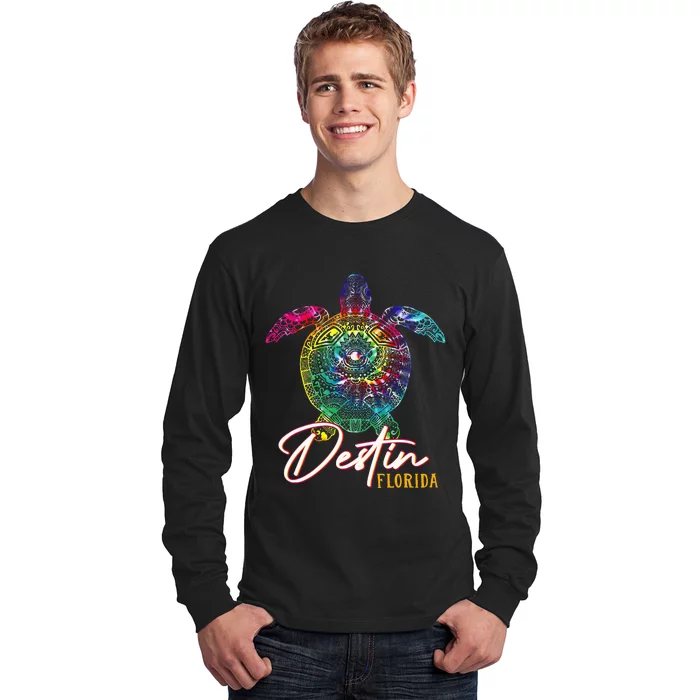 Destin Tie Dye Sea Turtle Florida Matching Family Vacation Long Sleeve Shirt