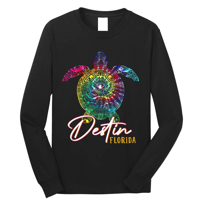 Destin Tie Dye Sea Turtle Florida Matching Family Vacation Long Sleeve Shirt