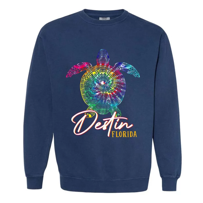 Destin Tie Dye Sea Turtle Florida Matching Family Vacation Garment-Dyed Sweatshirt