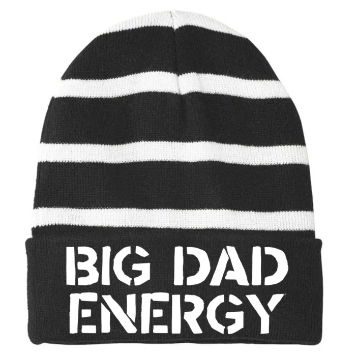 Dudedad The Dad Bod Mowing Company Big Dad Energy Striped Beanie with Solid Band