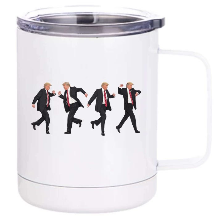 Donald Trump Dancing 2024 Patriotism Cute Gift Front & Back 12oz Stainless Steel Tumbler Cup