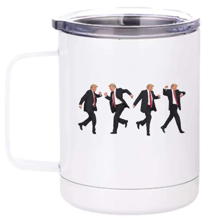 Donald Trump Dancing 2024 Patriotism Cute Gift Front & Back 12oz Stainless Steel Tumbler Cup