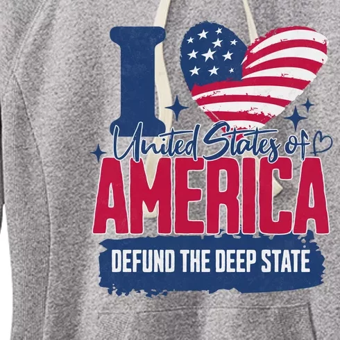 Defund The Deep State MAGA Conservative Republican Fourth Of July Women's Fleece Hoodie