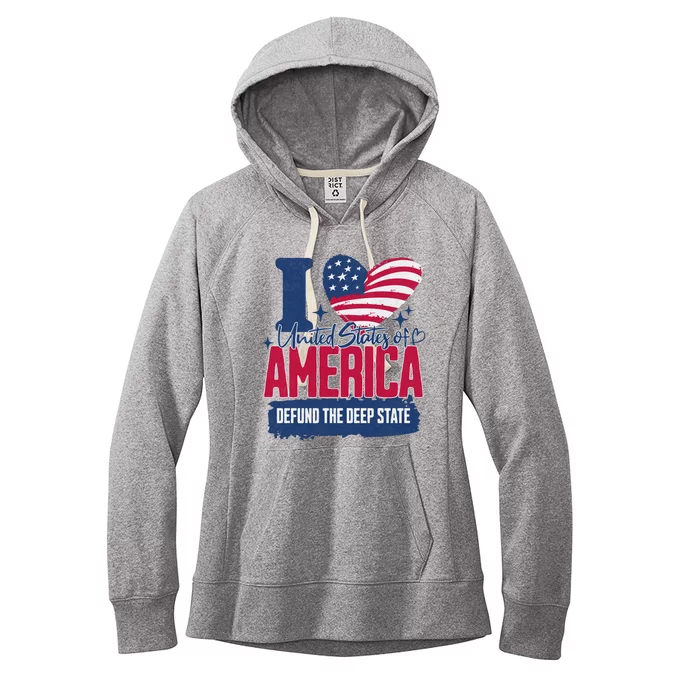 Defund The Deep State MAGA Conservative Republican Fourth Of July Women's Fleece Hoodie