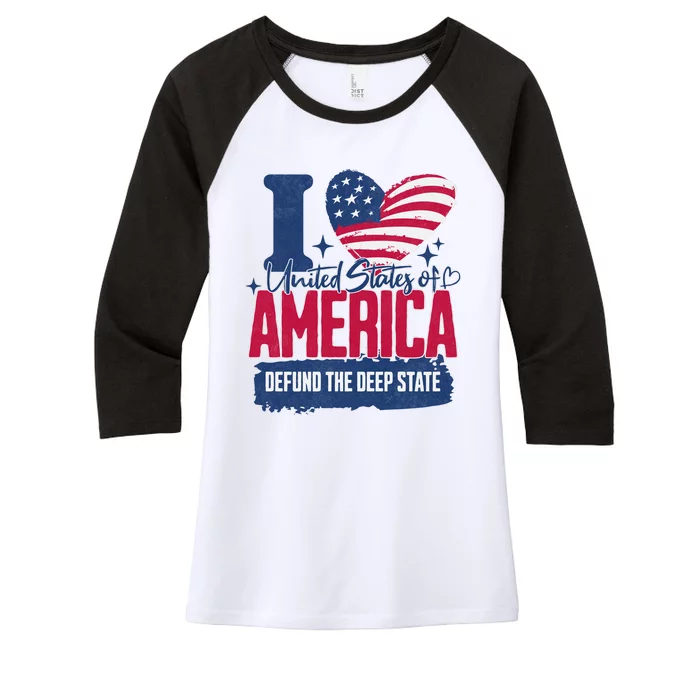 Defund The Deep State MAGA Conservative Republican Fourth Of July Women's Tri-Blend 3/4-Sleeve Raglan Shirt