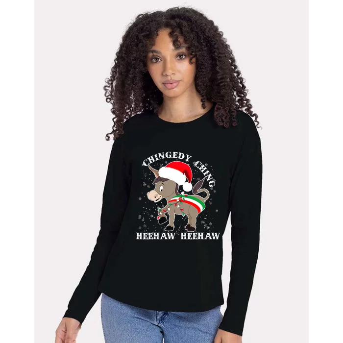 Dominick The Donkey Chingedy Ching Italian Christmas Donkey Womens Cotton Relaxed Long Sleeve T-Shirt