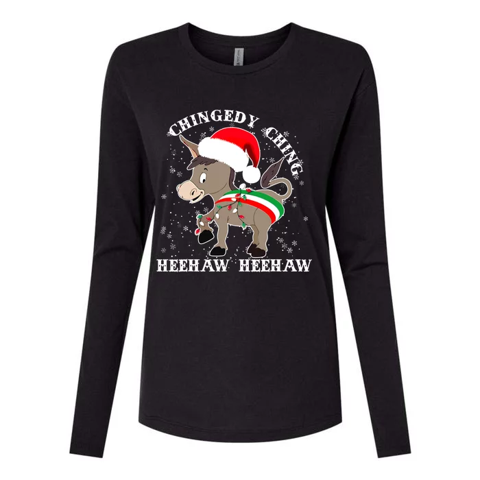 Dominick The Donkey Chingedy Ching Italian Christmas Donkey Womens Cotton Relaxed Long Sleeve T-Shirt