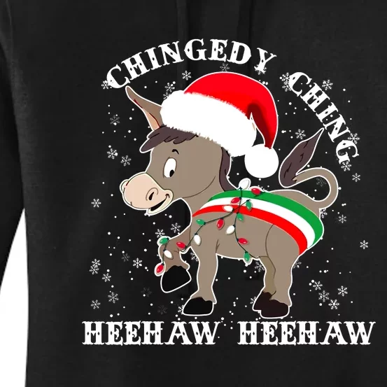 Dominick The Donkey Chingedy Ching Italian Christmas Donkey Women's Pullover Hoodie