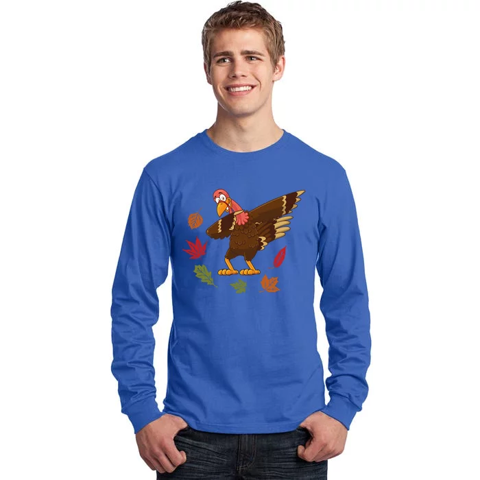 Dabbing Turkey Dabbing Thanksgiving Turkey Day Costume Cool Gift Tall Long Sleeve T-Shirt