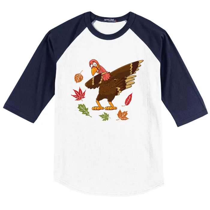 Dabbing Turkey Dabbing Thanksgiving Turkey Day Costume Cool Gift Baseball Sleeve Shirt