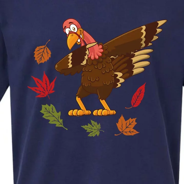 Dabbing Turkey Dabbing Thanksgiving Turkey Day Costume Cool Gift Sueded Cloud Jersey T-Shirt