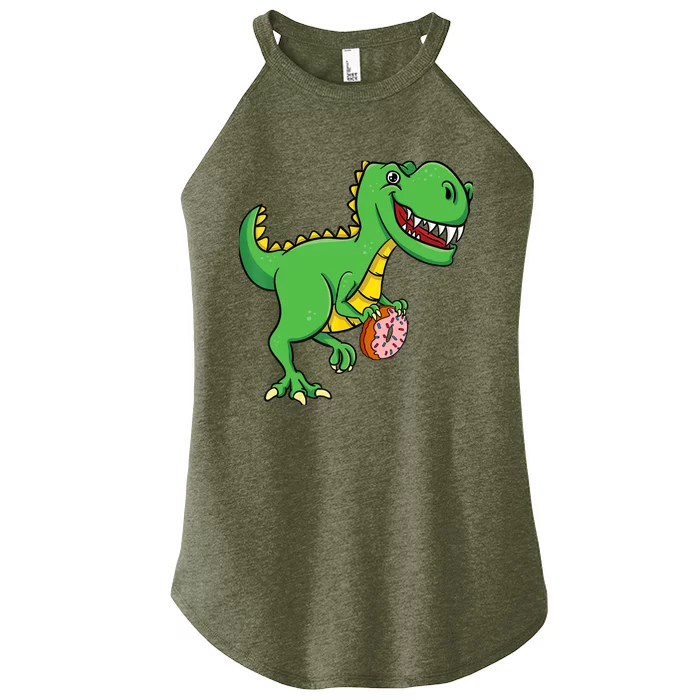 Donut T-Rex Doughnut Sprinkles Dinosaur Lover Sweet Dessert Women’s Perfect Tri Rocker Tank