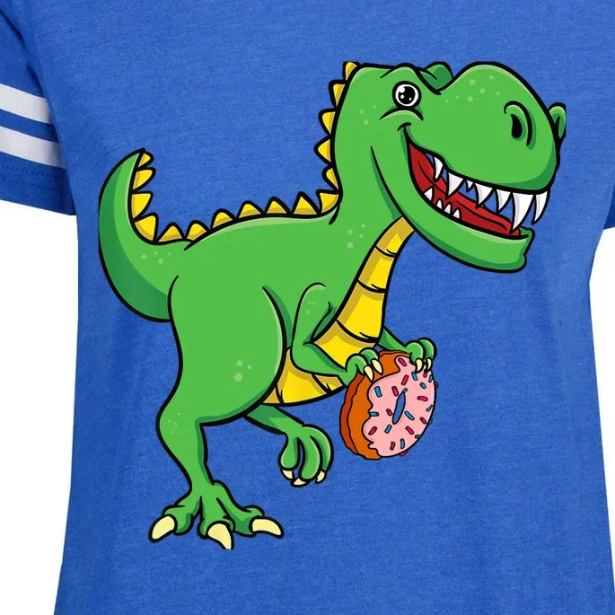 Donut T-Rex Doughnut Sprinkles Dinosaur Lover Sweet Dessert Enza Ladies Jersey Football T-Shirt