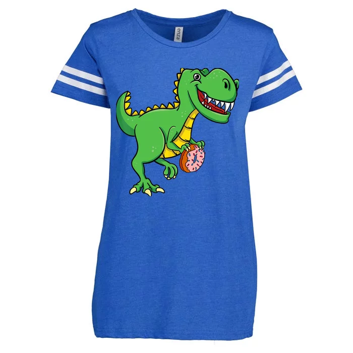 Donut T-Rex Doughnut Sprinkles Dinosaur Lover Sweet Dessert Enza Ladies Jersey Football T-Shirt