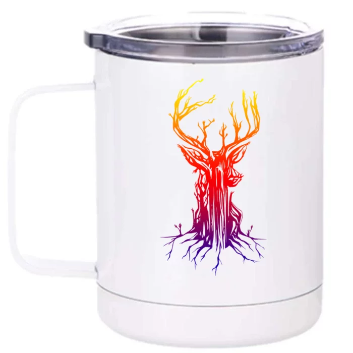 Deer Tree Deer Hunting Hunters Graphic Cool Gift Front & Back 12oz Stainless Steel Tumbler Cup