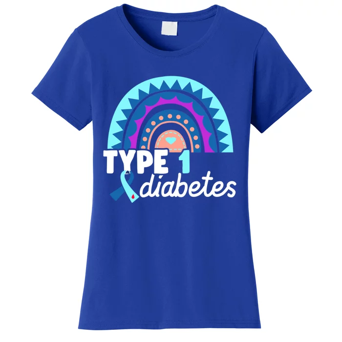 Diabetic T1d Dad Mom Rainbow Type 1 Diabetes Awareness Gift Women's T-Shirt