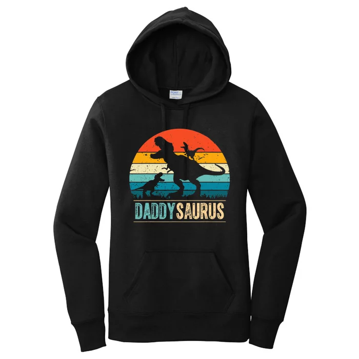 Daddysaurus T-Rex Dad Dinosaur Daddy Saurus Fathers Day Women's Pullover Hoodie