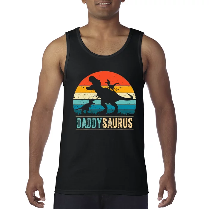 Daddysaurus T-Rex Dad Dinosaur Daddy Saurus Fathers Day Tank Top