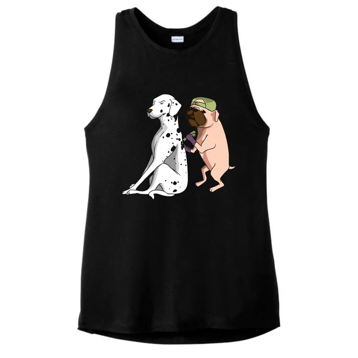 Dalmatian Tattoo Dog Lover Funny Pug Cute Dogs Ladies Tri-Blend Wicking Tank